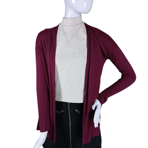 SO Open Cardigan Size XS Burgundy Long Sleeve 2 Pockets Fine Knit 70% Rayon - Picture 1 of 8